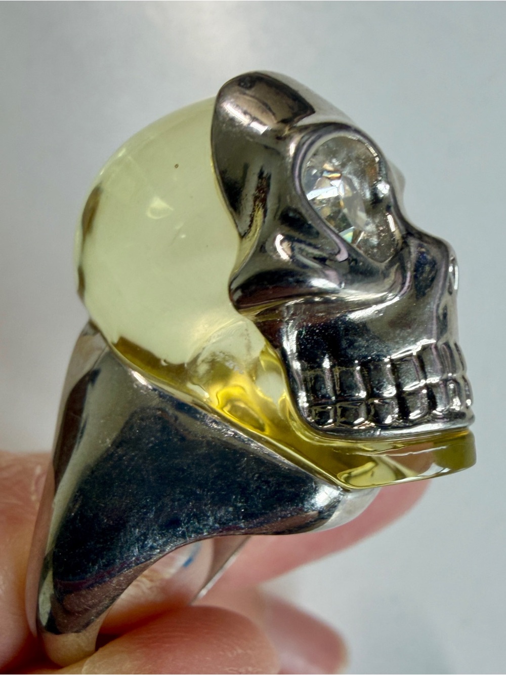Alexander McQueen Silver-tone Skull Ring with Crystal Eyes - Sz IT 11 - Picture 3 of 9